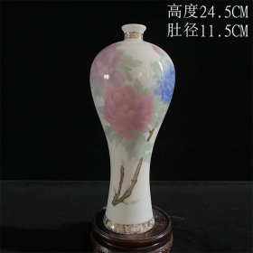 景德镇新款青花釉里红牡丹花精美梅瓶家居客厅插花花瓶