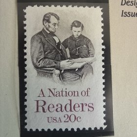 USA113美国1984年 阅读宣传/林肯总统与他的儿子 名人人物 雕刻版外国邮票 新 1全