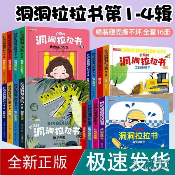 好玩的洞洞拉拉书 第二辑 全4册 0-3岁宝宝撕不烂推拉3d立体机关书 婴幼儿早教益智精装书 创意大师洞洞翻翻书 奇妙洞洞书