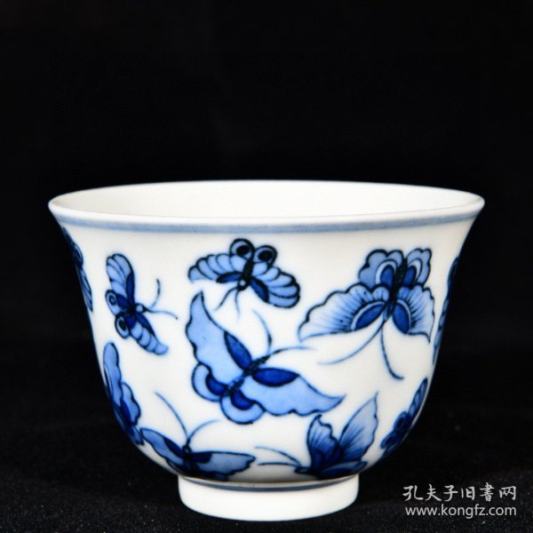 大清雍正年制松柴烧百蝶蛱蝶纹酒杯茶杯 高6.2径8.5厘米1