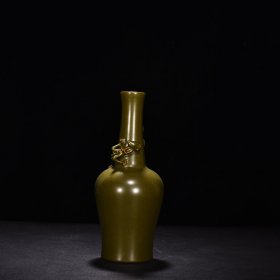 旧藏 清乾隆茶叶末釉螭龙纹摇铃尊 高10厘米 宽20厘米