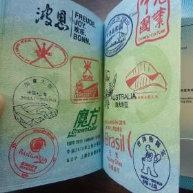 中国2010上海世博会纪念典藏  中国2010年上海世博会护照 及门票
【270多枚印章纪念邮戳，几乎包括了全部中外展馆印章邮戳及大会纪念邮戳，具体未细查核对，自鉴】收集不易很难得。