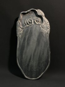 旧藏老坑对眉歙砚 如意灵芝款：周亮工