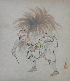 日本回流书画字画望月金凤国画《人物》