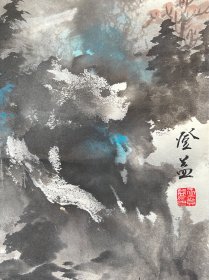 台湾省著名老画家王登益先生精品山水作品尺寸：135×68cm