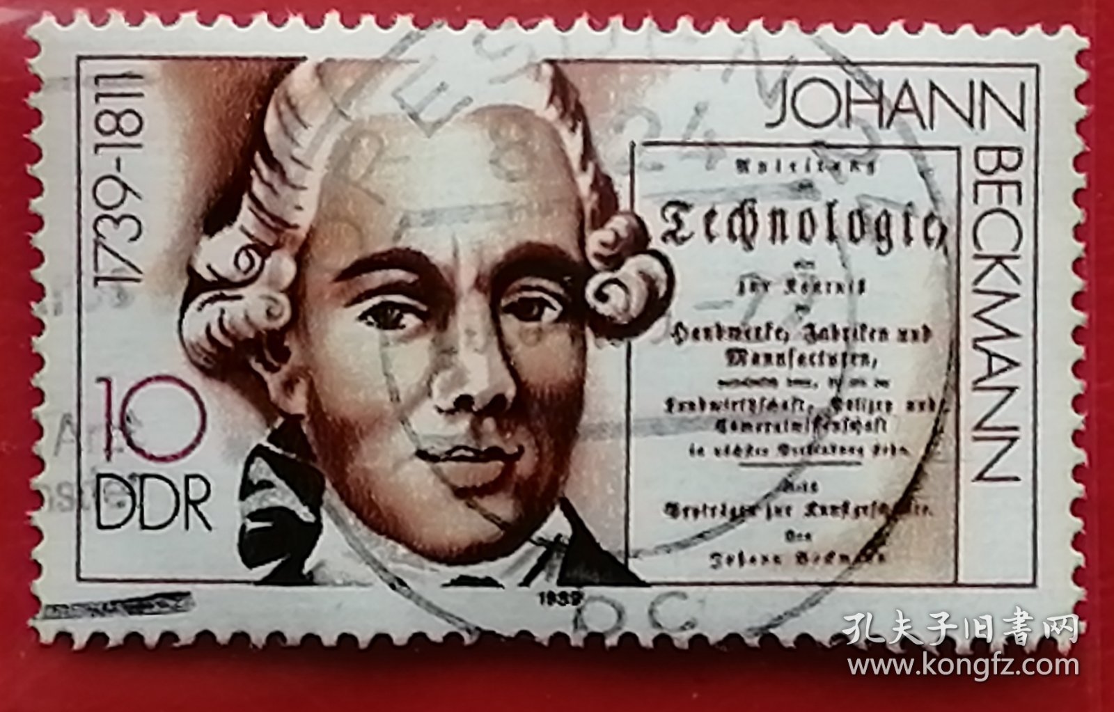 民主德国邮票 东德 1989年 发行量800万 著名人物 经济学家贝克曼 5-5 信销
