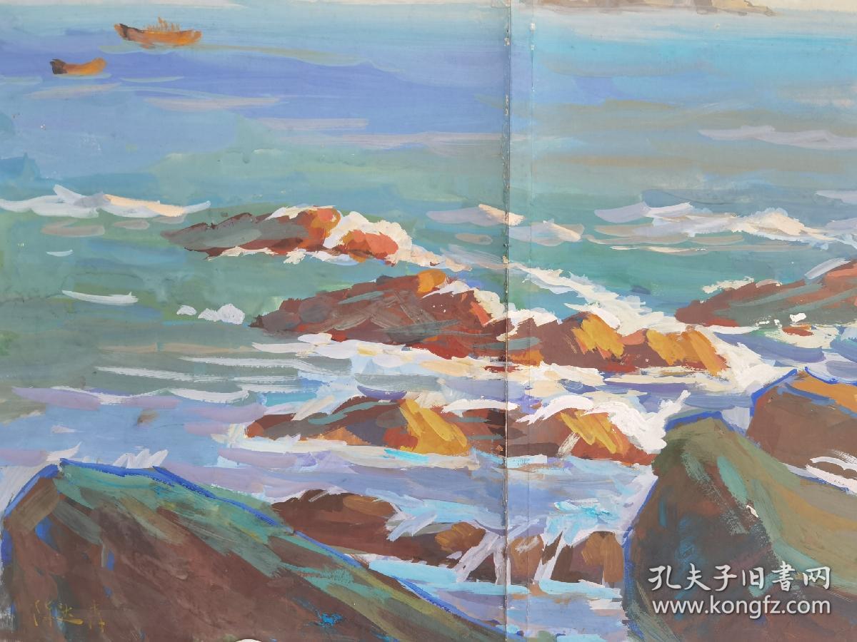 陈达青， 浙江美术学院教授，六十年代水彩画之七，著名画家，生于浙江嵊县。《牛蛙》是他60年代的代表作之一，作品保真，尺寸45x35