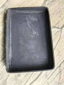 清末厚重精刻山水开光黄金万两金石文白铜墨盒