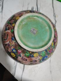 绘百花不落地四条彩龙带款大瓷碗30*12厘米的，如图D，少