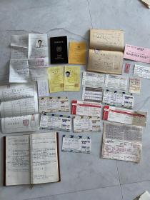 韩国老护照 护照主人是韩国东国大学教授、国会议员 金喜午 附赠记事本、小黄本（接种证书）、一堆老机票、文件、名片、票据等 内有日本签证 护照主人和韩国著名演员黄政民挺像的