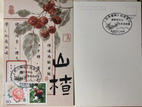 药用植物极限片，伏牛山中医药极限片，中药材明信片，山楂邮票