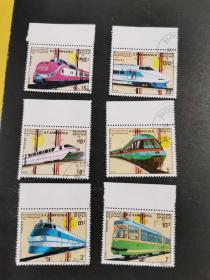 柬埔寨邮票1989年 火车  6枚  盖销