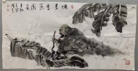 方汉青《怀素书蕉图》，48*99厘米