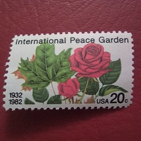 USA0302美国1982 国际和平公园50周年 枫叶和红玫瑰 新 1全 背瑕