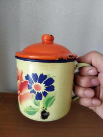 五六十年代搪瓷缸 老花卉搪瓷杯