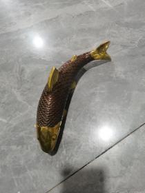 铜鎏金年年有余摆件，品相如图