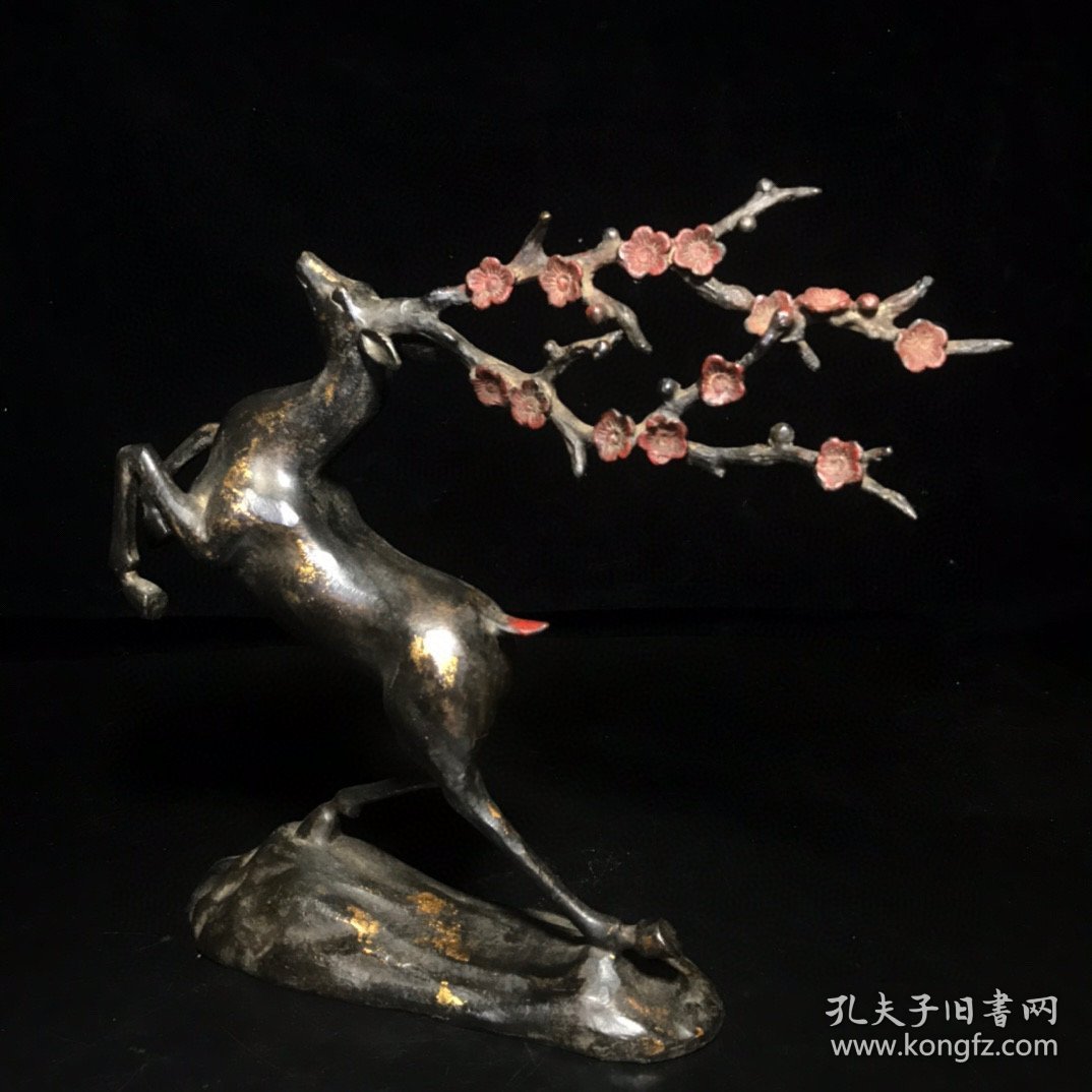 珍藏纯铜点彩梅花鹿摆件一路领先路路亨通生财有路
