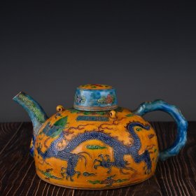 明永乐法华彩云龙纹竹节壶规格14*27厘米