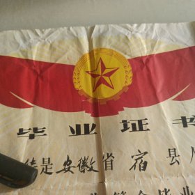 1973年砀山中学毕业证书1张（有点烂缺）