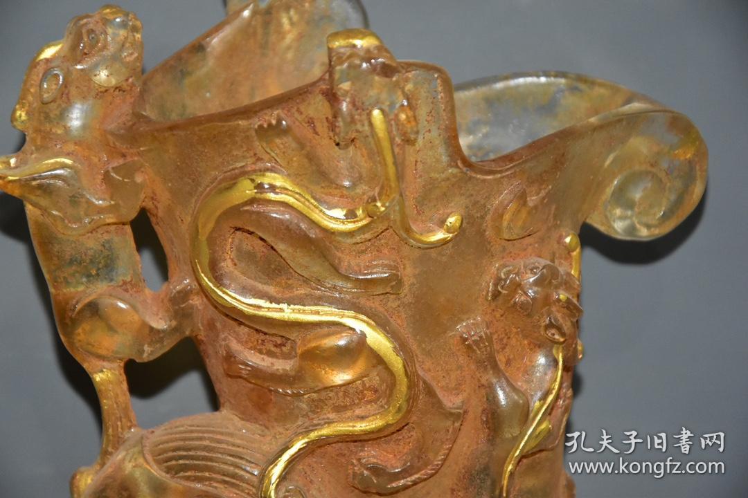 水晶鎏金酒杯酒爵水晶器皿酒樽