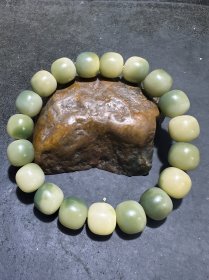 精美飘花菩提根手串绕指揉绿阴皮老型桶文玩念珠单圈手链一条