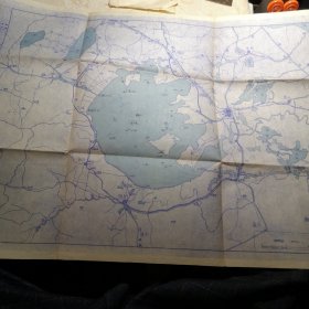 1965年手绘油印地图一张 太湖地形图 南京地理研究所印60X44厘米九品A医上区