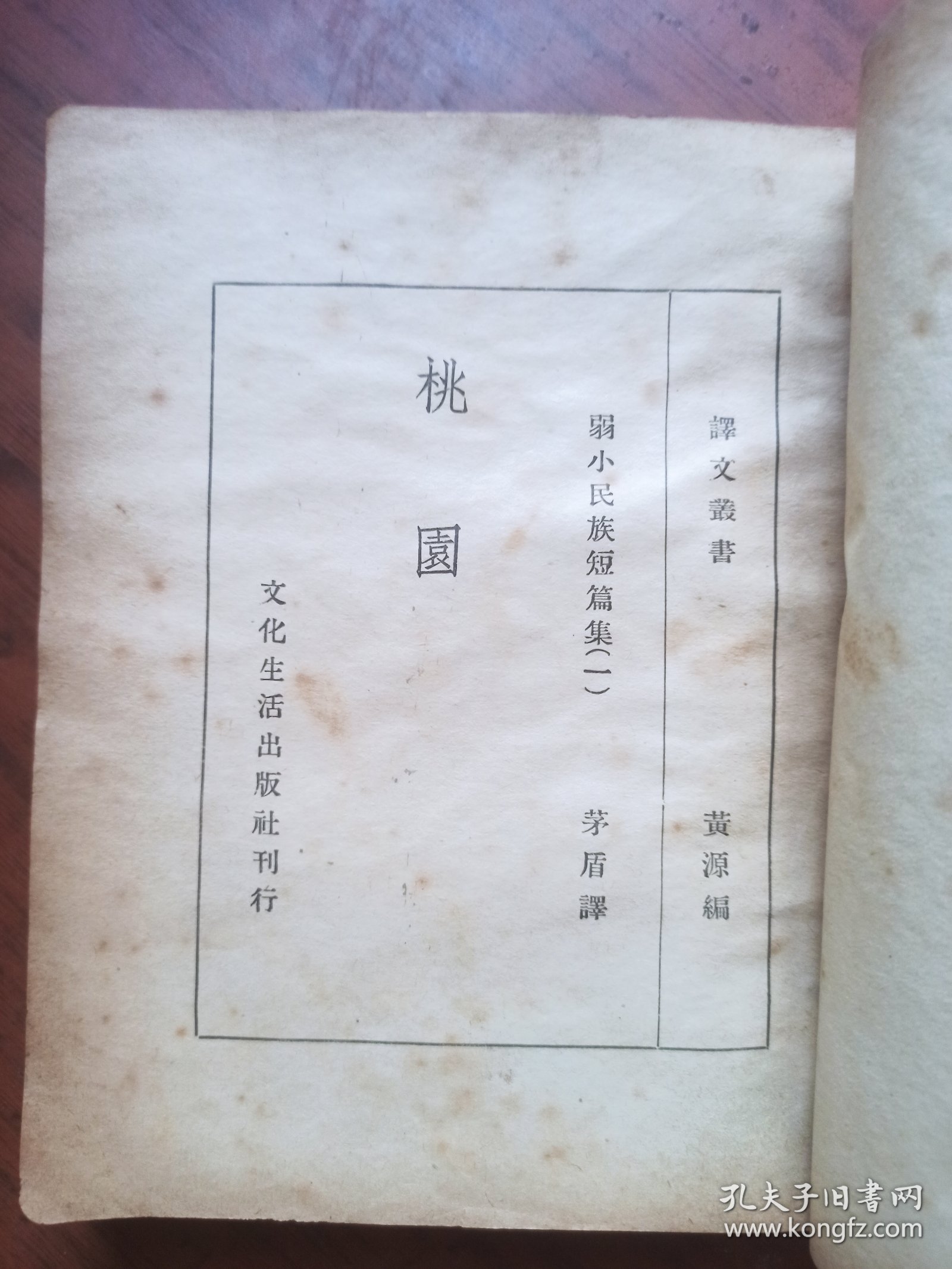 民国旧书：桃园 弱小民族短篇小说集（一）.