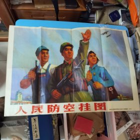 人民防空挂图，首都人民防空领导小组办公室编印，1970年，品相有点小破裂，保真包老，假一赔十，