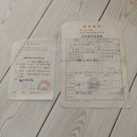 张应福 ①申请住房登记表 ②沈阳市房产局革命委员会 同意换房批准书 两份 套红的最高指示 沈阳市皇姑区华山路龙祥里十一号 五口之家 14.7平米住房 申请住房理由：因双目失明，上斑远特别困难，因此申请换房。