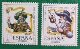 西班牙邮票  1965年 2全新