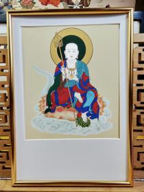 地藏王菩薩  金色金属镜框，纵30.5Cm横21.5Cm，可挂， 内画芯来自日本原版佛画，印刷品，实价不议不包。