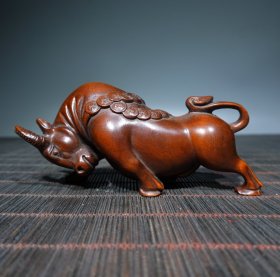 旧藏精品黄杨木牛气冲天 收藏送礼佳品