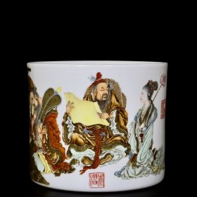清乾隆珐琅彩八仙人物纹笔筒 18/22厘米