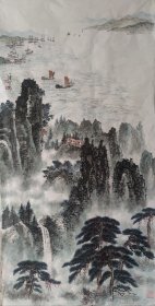 国画画芯《松涛帆影》陶一清（买家自鉴）