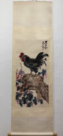大鸡，花鸟画立轴，王天一， 画心尺寸98×47公分