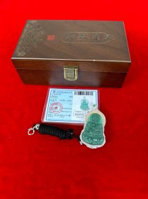 银镶翡翠吊坠，925银镶嵌