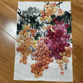 手绘真迹国画：四川著名画家何俊德花鸟画葡萄系列一2023/08/01