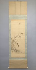 日本名家绘画：玉木锦江《秋穗嬉雀图》（保真）