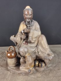 旧藏，石湾窑，陆羽品茶，手工制作，品相完美，做工精细，包浆自然