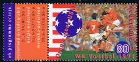 hl210外国邮票荷兰1994美国世界杯足球赛 1全 新
