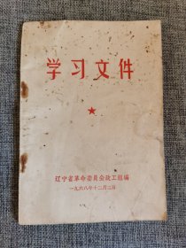学习文件 1968年辽宁省革命委员会政工组，含炮打司令部--我的第一张大字报，以及林彪同志的讲话