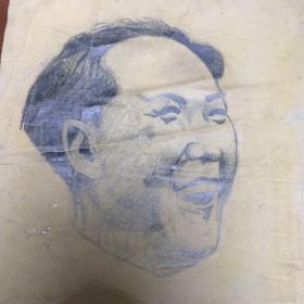 1979年6月16日临于北京铅笔画 毛泽东像 毛主席像 原作徐悲鸿 刘杨印