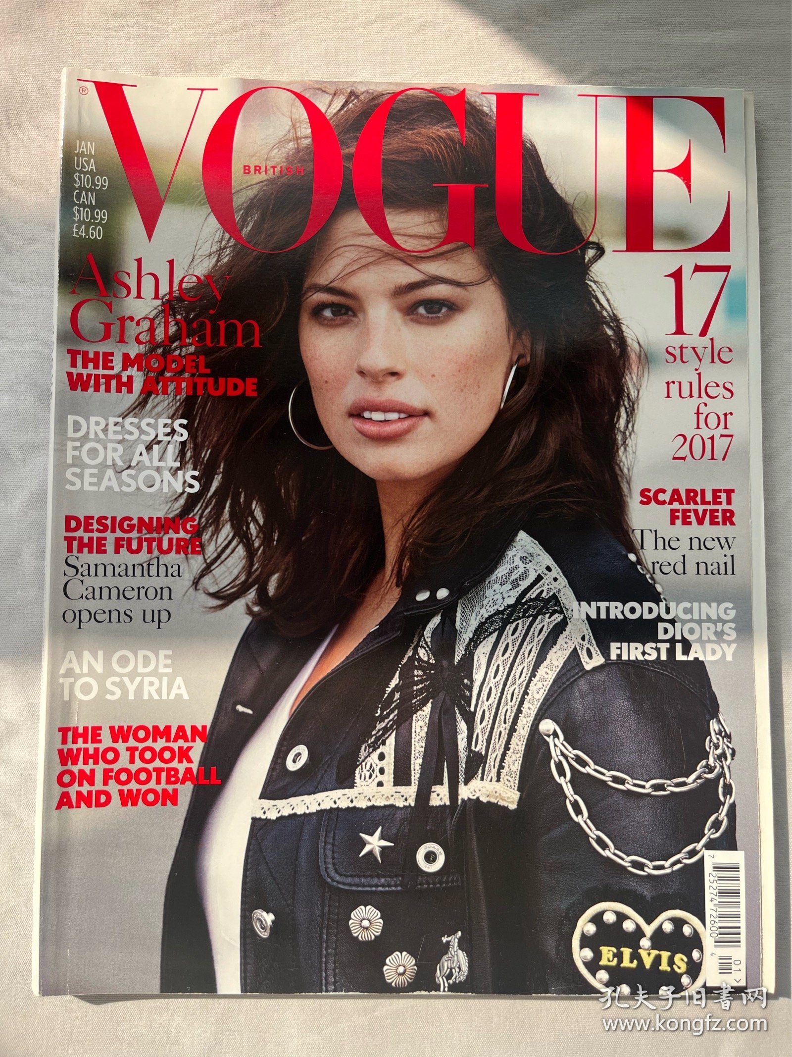 Vogue uk 2017.1月，封面Ashley Graham