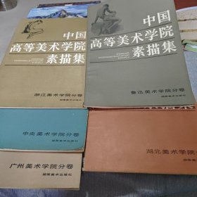 中国高等美术学院素描集（湖北美术学院分卷 鲁迅美术学院分卷 浙江美术学院分卷 中央美术学院分卷 广州美术学院分卷）5本合售