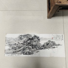 常州名家：薛金炜（先生）国画《无锡：马迹山》托片（68*25.5cm）—— 包邮！