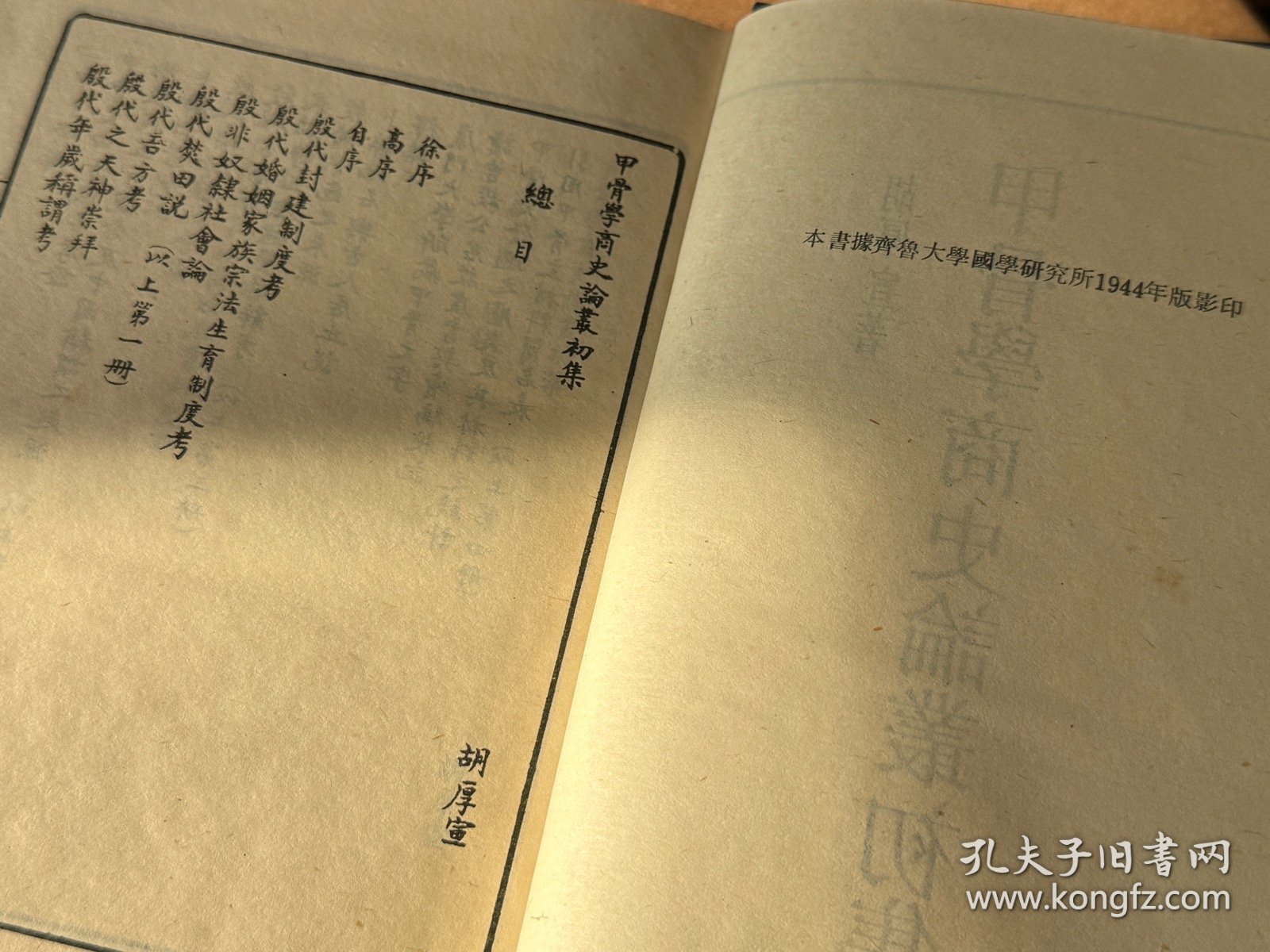 甲骨学商史论丛初集（民国丛书 第一编 82 精装 全一册）