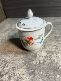 80年代，岳峰瓷厂，花鸟茶杯一只