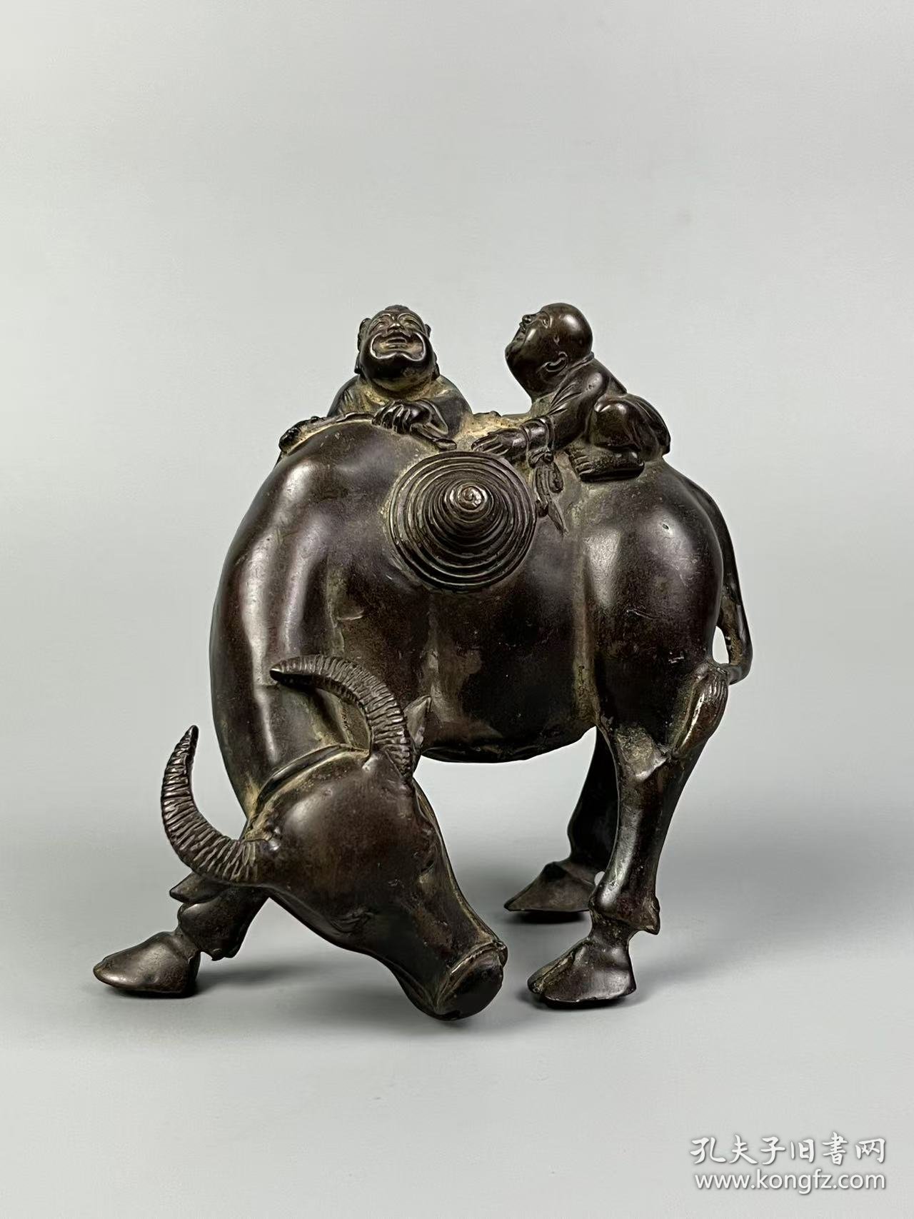 旧藏【童子牧牛】铜摆件