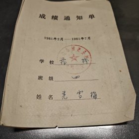 1981南通县四安公社成绩通知单 蒋桥