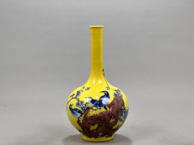 清康熙釉里红花鸟纹长颈瓶 古玩古董古瓷器老货收藏1